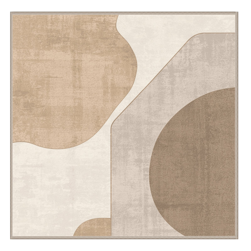 Tapis beige moelleux moelleux et moelleux Earls, Carré 7 pi