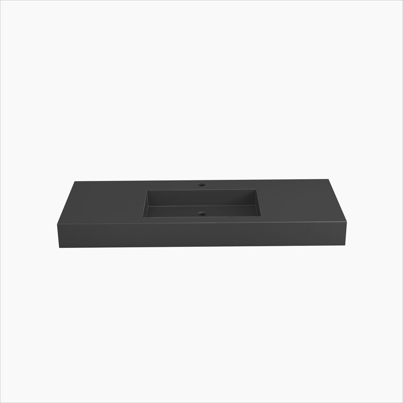 Stone Resin Solid Surface Bathroom Vanity Basin Sink, Matte Gray