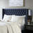 Navy Upholstered Headboard For Queen Bed, Button With Double Nailhead Decoration, Adjustable Metal Legs In Black, Assembly Required, Tool Included Tufting And Trim, Upholstery, Black Legs, Package-1276503772