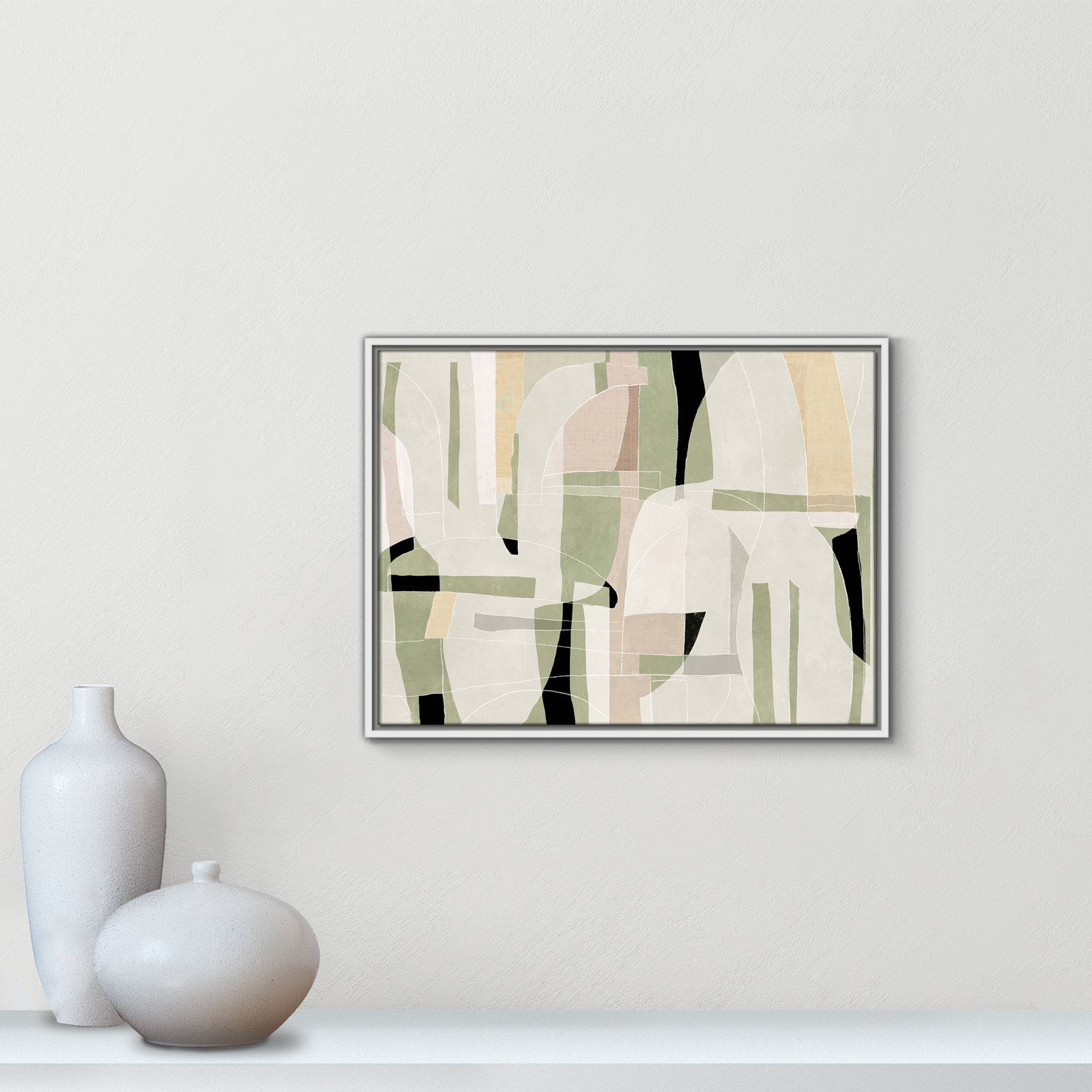 Sunny Barcelona - Floater Frame Canvas, 25.5" W x 19.5" H, White