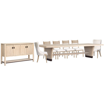 Trestle Dining Table With 4 Side Chairs 2 Host Chairs And Buffet