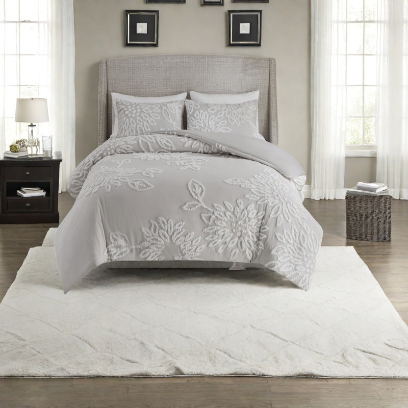 Ensemble de literie chic en chenille de coton, de style campagnard, hypoallergénique