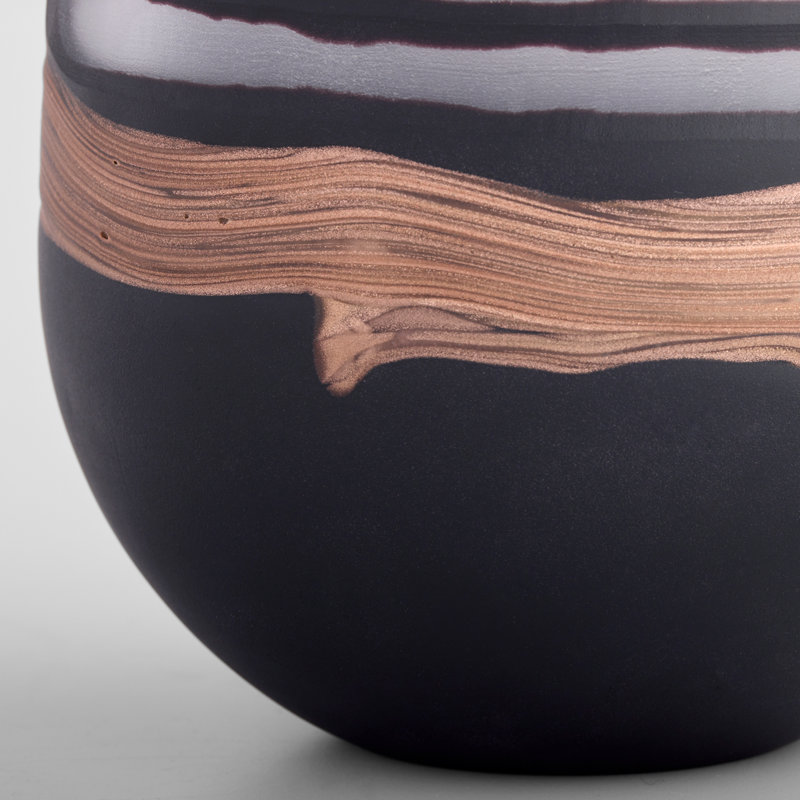 Midnight Road Handmade Glass Table Vase, 8.5" H x 8" W x 8" D