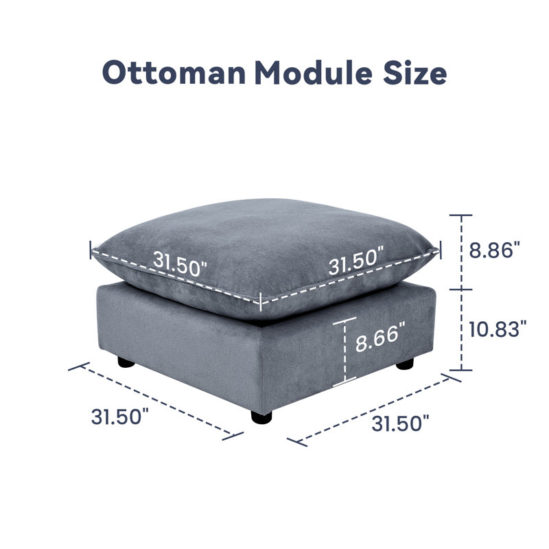 Canapé modulaire 31,5 po avec repose-pieds Heffernan, Chenille bleu