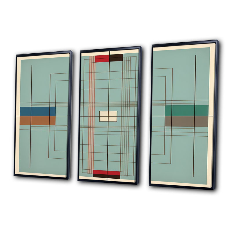 «Vintage Mid-Century Graphics IV», reproduction sur toile 3 pièces, H 32 po x l 48 po x P 1 po