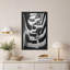 Tableau mural sur toile représentant une rampe en spirale en béton noir et blanc-1701359898