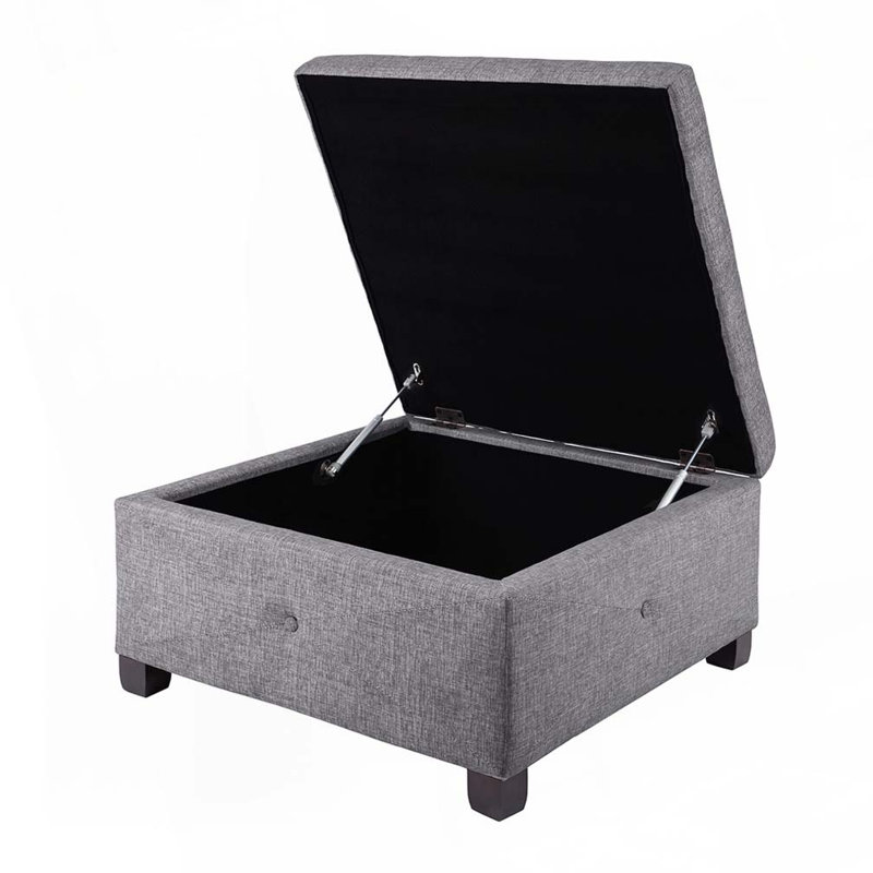 Edholm Upholstered Ottoman, Charcoal Gray 100% Polyester