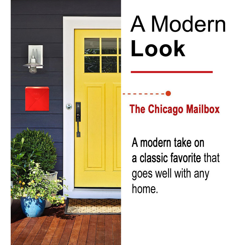 Chicago Red Industrial Style Wall Mounted Metal Mailbox