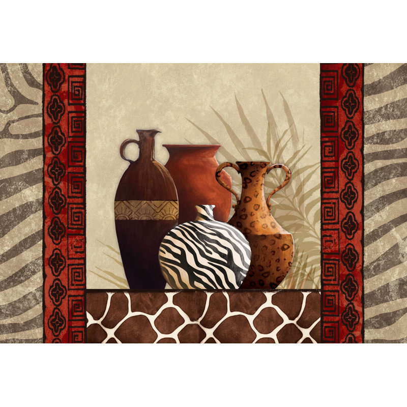 Zebra And Leopard Print Pots - Wrapped Canvas Art Prints, 20cm H x 30cm W