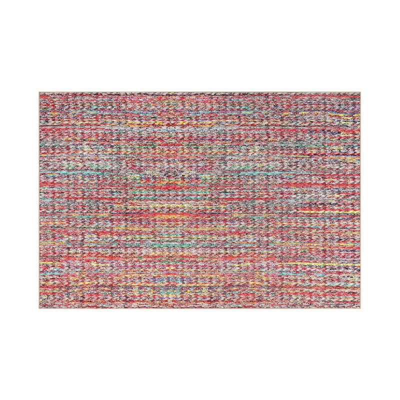 Modern Rug for Living Room 5x7 Non-Slip Printed Braided Throw Rug, Contemporary Solid Accent Carpet, Machine Washable Indoor Floor Cove for Bedroom, Kitchen, Office, Colorful