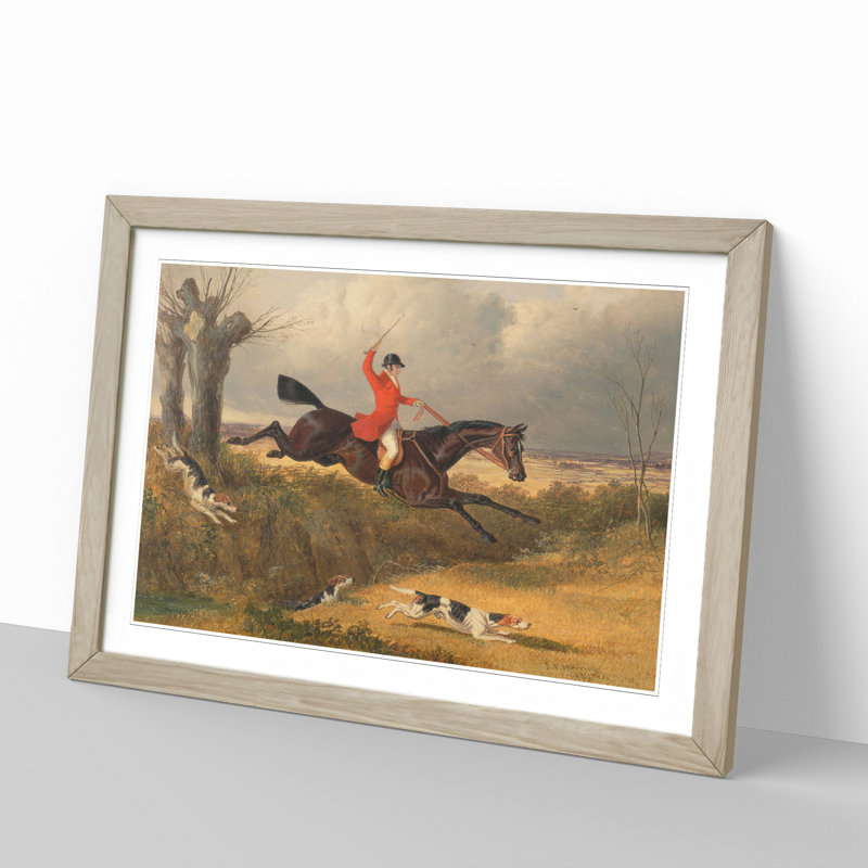 Fox Hunting Vol.2 by John Frederick Herring - Picture Frame Painting, 27cm H x 36cm W x 2cm D, Oak Framed