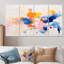 «Blue and Pink Playful Ink», art mural abstrait sur toile, 4 pièces-1285976015