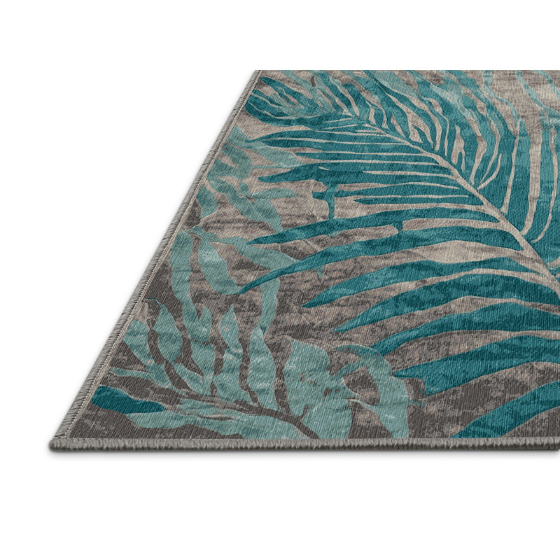 Machine Washable Gray Area Rug, Round 7'