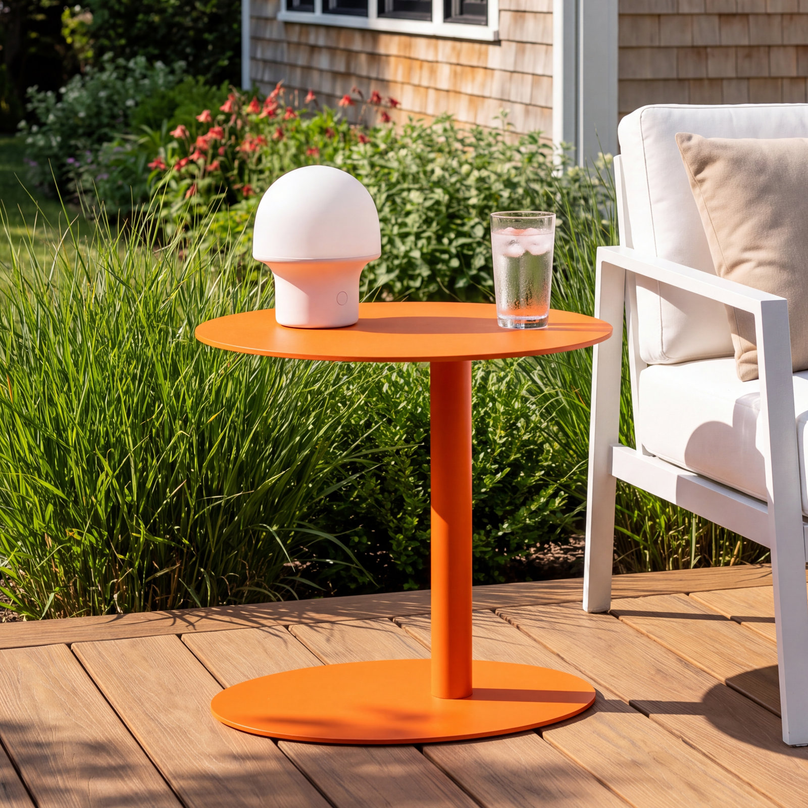 Sunset 20" Patio Side Table, Orange