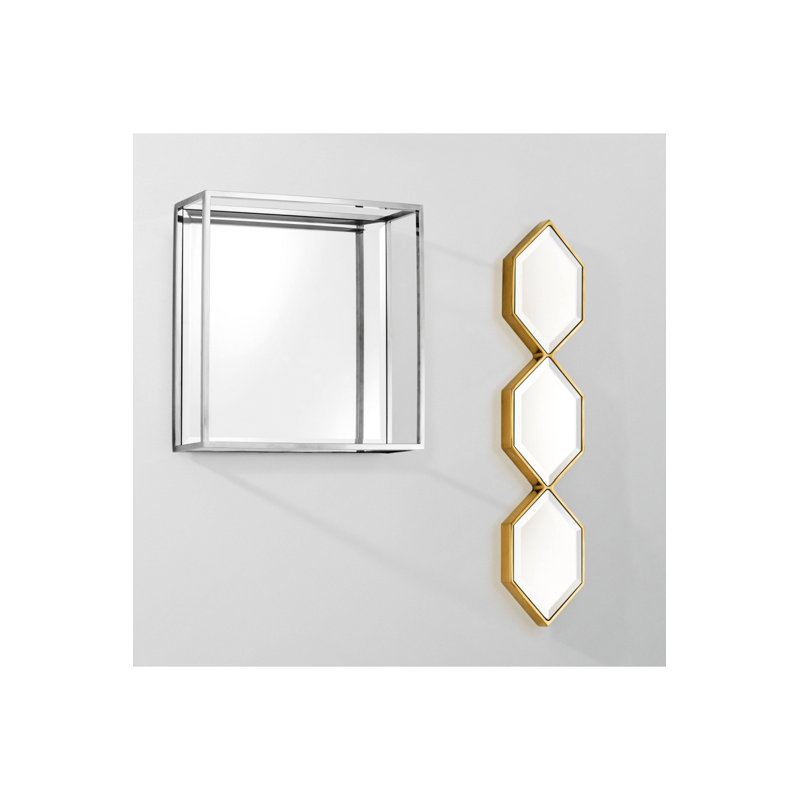 Saronno Flat Metal Beveled Wall Mirror, Gold