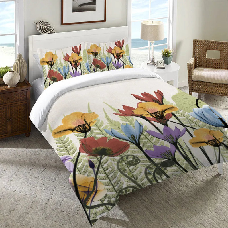 Flowers And Ferns Machine Woven Duvet Cover, Twin Duvet Cover