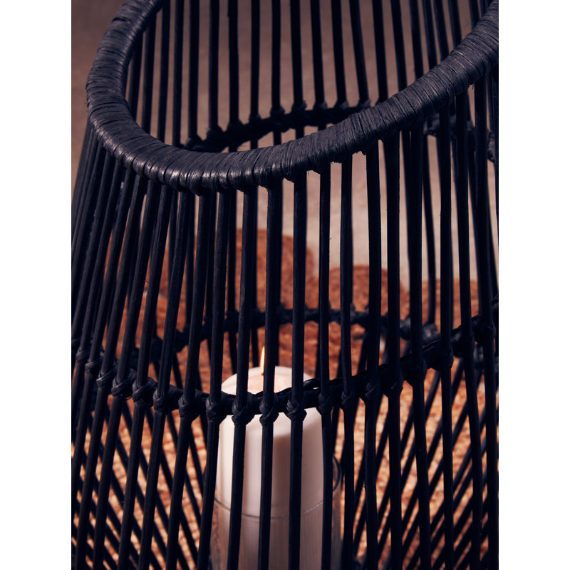 Bourbeau Wicker Tabletop Lantern, Black