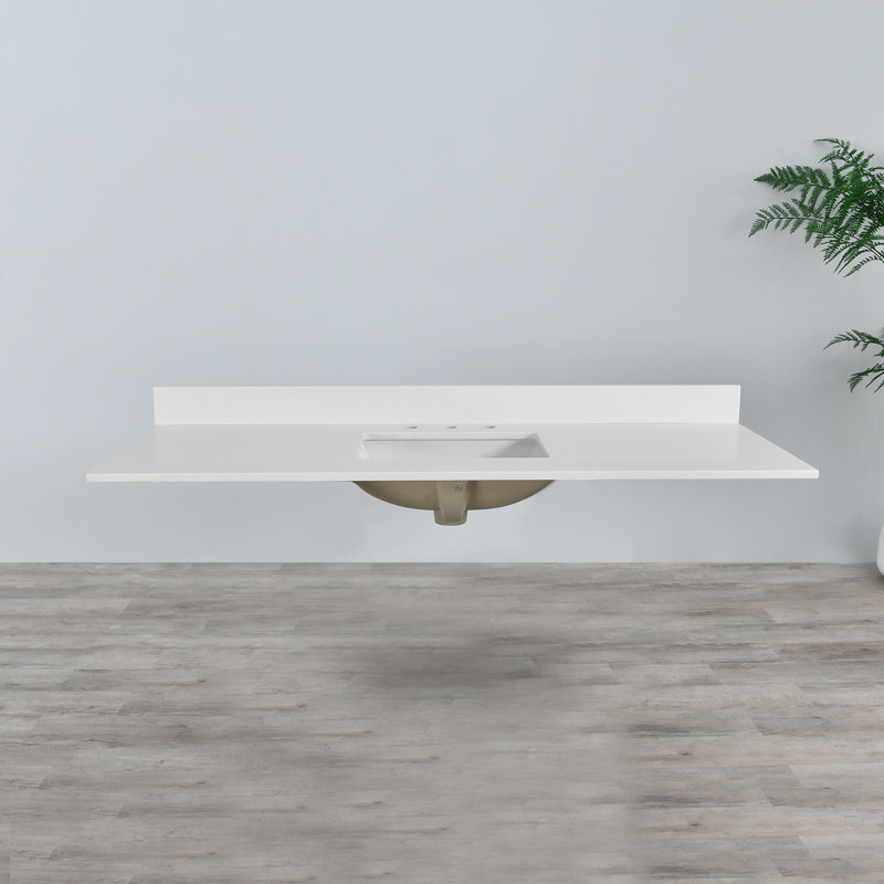 Plan de toilette simple en quartz de 60 pouces avec lavabo (base non incluse)