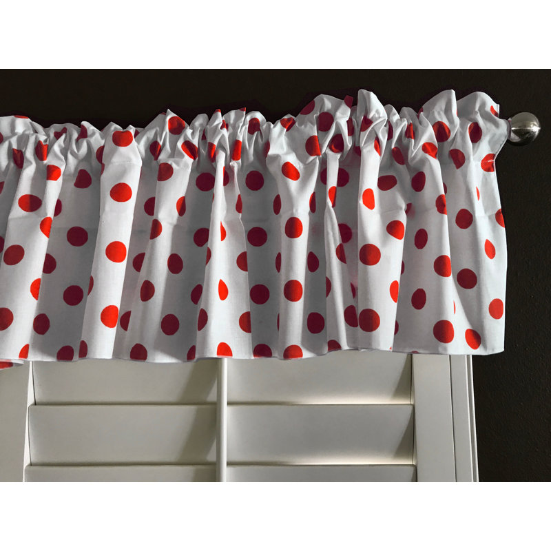 Cantonnière sur mesure en mélange de coton à pois 58 po Chrisman, L 58 po x L 20 po, Blanc / rouge