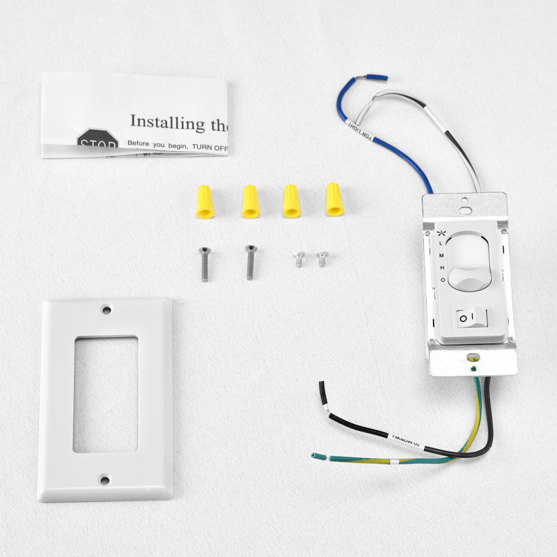 3-Speed Slide AC Ceiling Fan Wall Switch, Light On/Off Rocker Switch