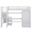 Lit mezzanine surélevé en métal avec bureau intégré, fonctionnalité USB, tablette à cinq niveaux, placard et échelle-1415749043