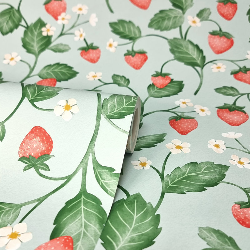 Maxine Seafoam Strawberry Fields Wallpaper