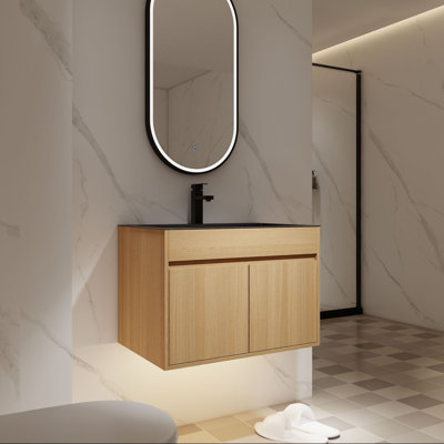 Armoire utilitaire 28 po en chêne avec évier en acier inoxydable et portes à fermeture en douceur