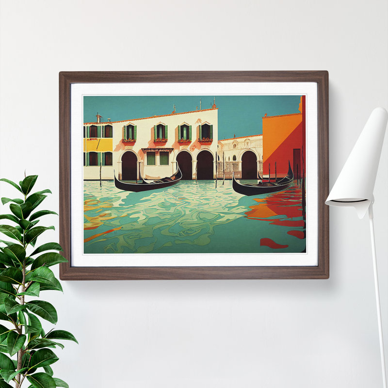 Modern Venice Canal Vol.1 - Framed Print, 46cm H x 64cm W x 2cm D, Brown Framed