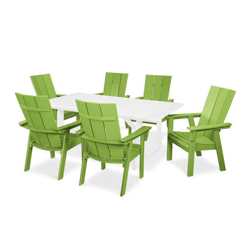Ensemble repas 7 pièces POLYWOOD, Lime / Blanc