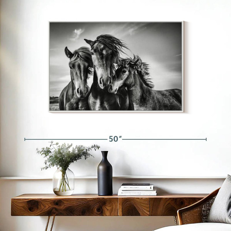 Chevaux Lemvig, Cadre flottant blanc, 37 po x 25 po