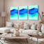 Abstrait vagues de l'océan abstrait sur toile tendue, ensemble de 3 motifs de vagues modernes bleu et bleu sarcelle pour le salon, la chambre à coucher ou le bureau-2078046042