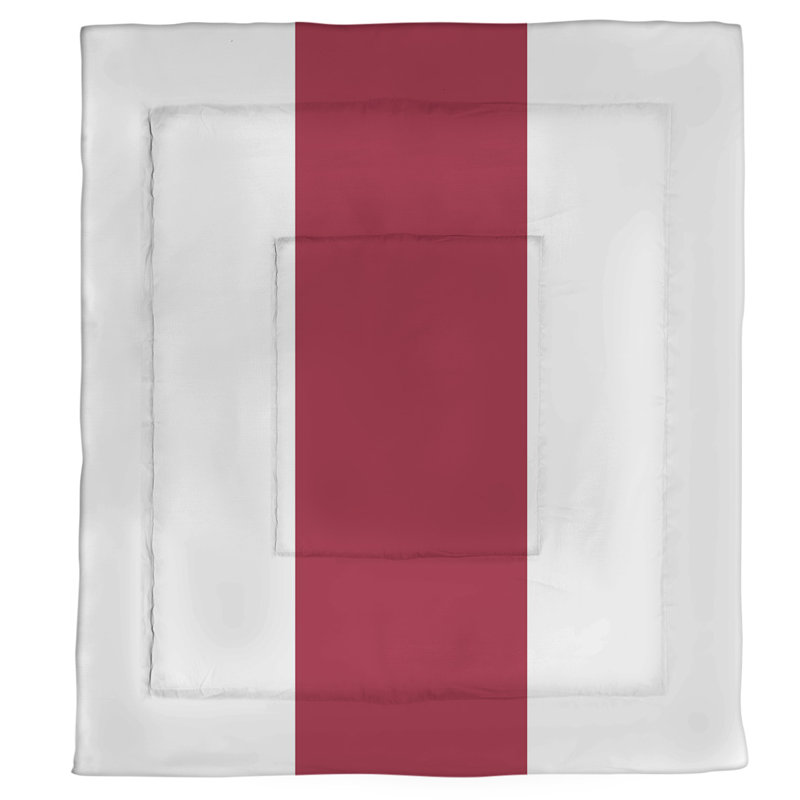 Édredon réversible en microfibre College Stripes Tennessee, Édredon simple, Blanc / milieu cramoisi