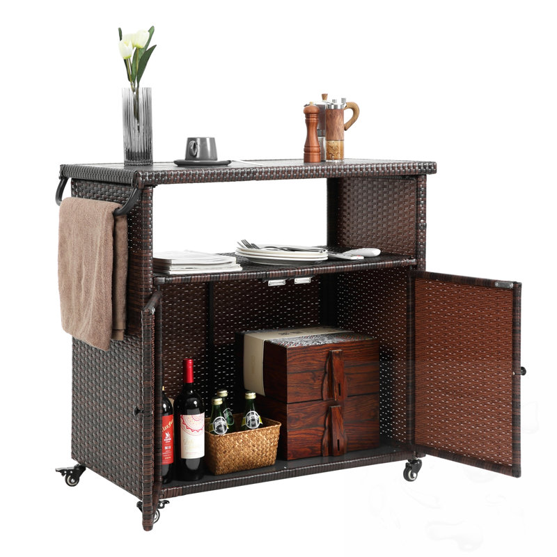 Chariot-bar roulant sur roulettes pour l'extérieur