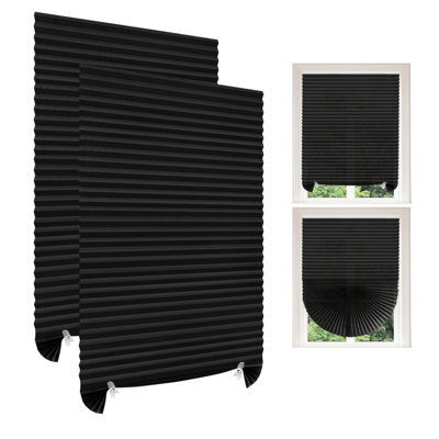 2 stores occultants plissés auto-adhésifs, sans perçage, sans outils, coupés sur mesure pour la cuisine de la chambre à coucher Bureau: l 24 po x H 71 po (ensemble de 2)