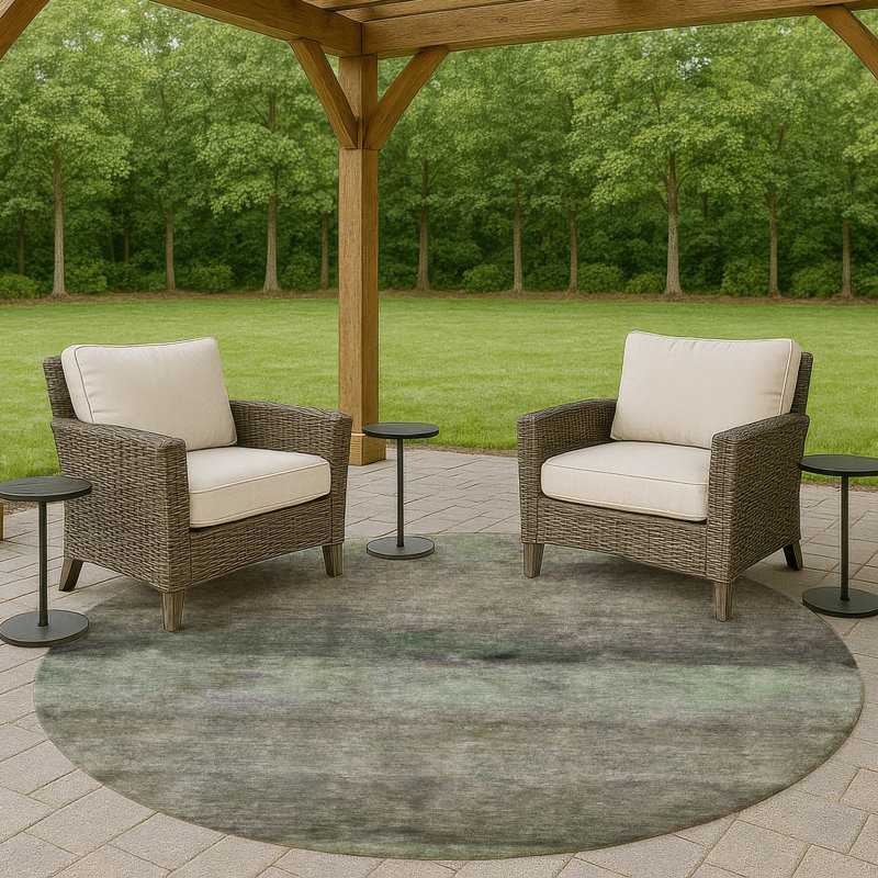 Machine Washable Indoor/Outdoor Chantille ACN2311 Stripes Rug, Round 8'