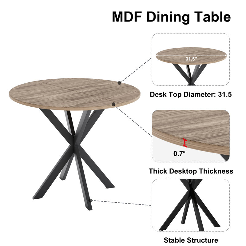 Ensemble de 3 tables de salle à manger rondes pour 2, Blanc / Blanc