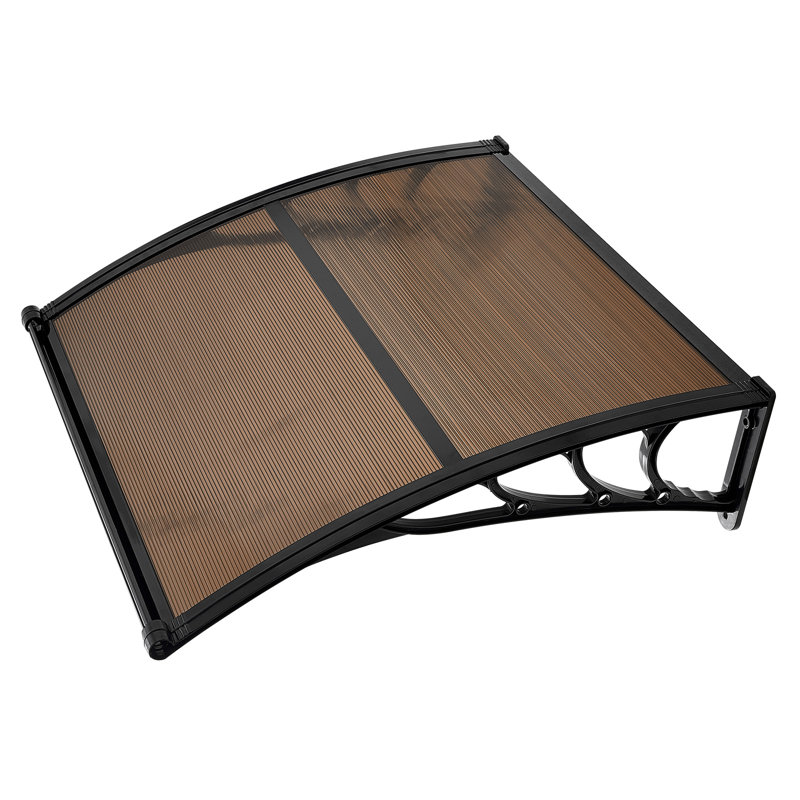 Awnings for Door Entrance, 38 x 40 in, Exterior Front Door Window Awnings with Drainage & ABS Bracket, Rain Snow Sun Protection, Overhang Polycarbonate Door Canopy for Porch Patio, Brown