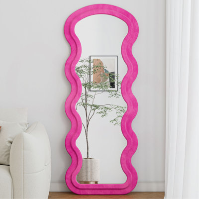 Miroir de plancher en flanelle pleine longueur avec support pour chambre à coucher suspendue ou contre le mur