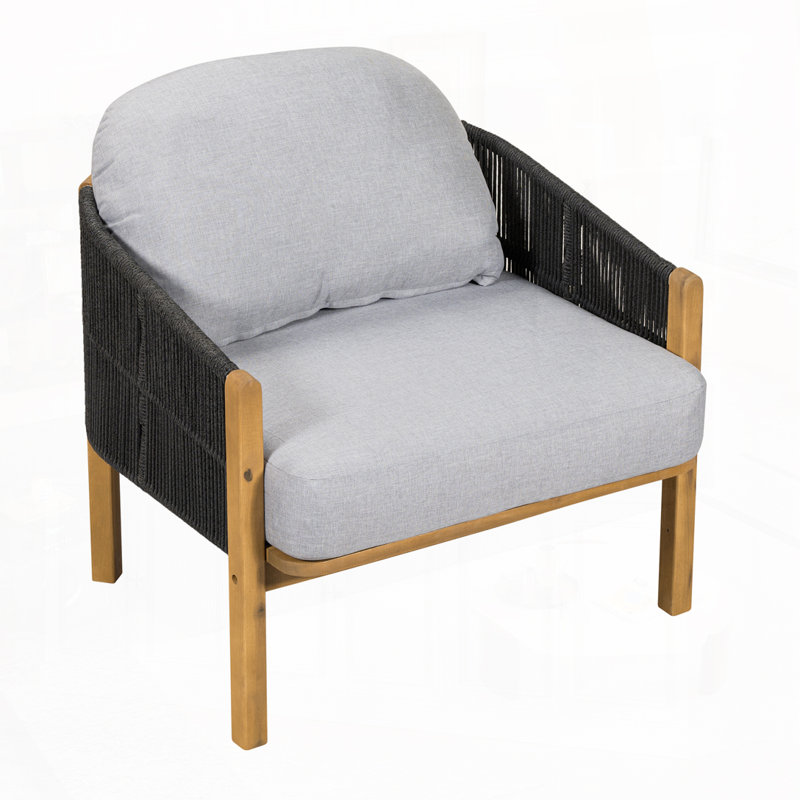 Fauteuil club d'extérieur en bois, Gris 1