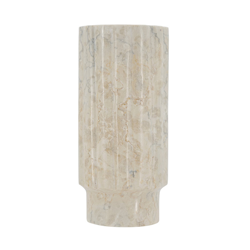4.5x4.5x9.8" Fluted Marble Decorative Vase