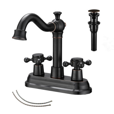 Centerset 2-handle Bathroom Faucet with Drain Assembly