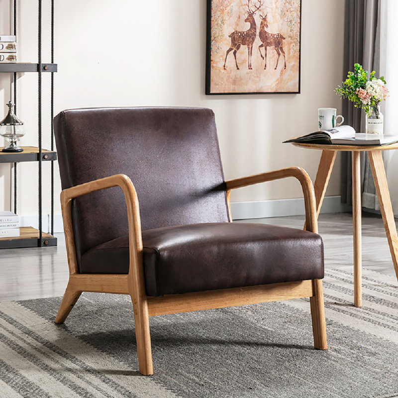 Chaise rembourrée en microfibre de style rétro, Microfibre brun foncé
