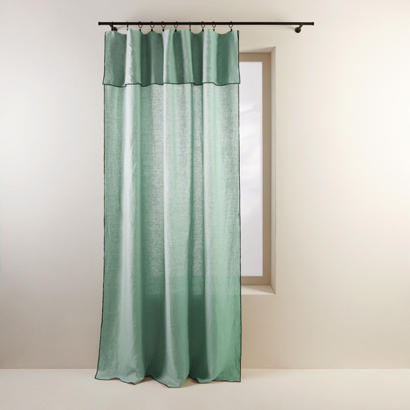 Carlina Linen Curtain Single Panel, Mint, Width 200 x Drop 280cm
