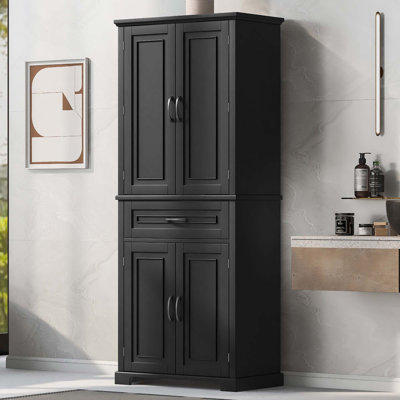 Armoire de rangement de salle de bain avec portes et tiroir, espace de rangement multiple et tablette réglable