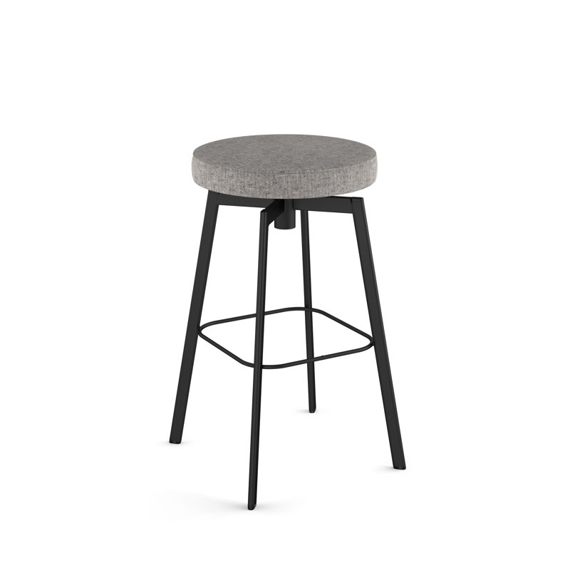 Tabouret de bar et de comptoir pivotant, Polyester gris / noir, Tabouret de bar (siège d'une hauteur de 30,75 po)