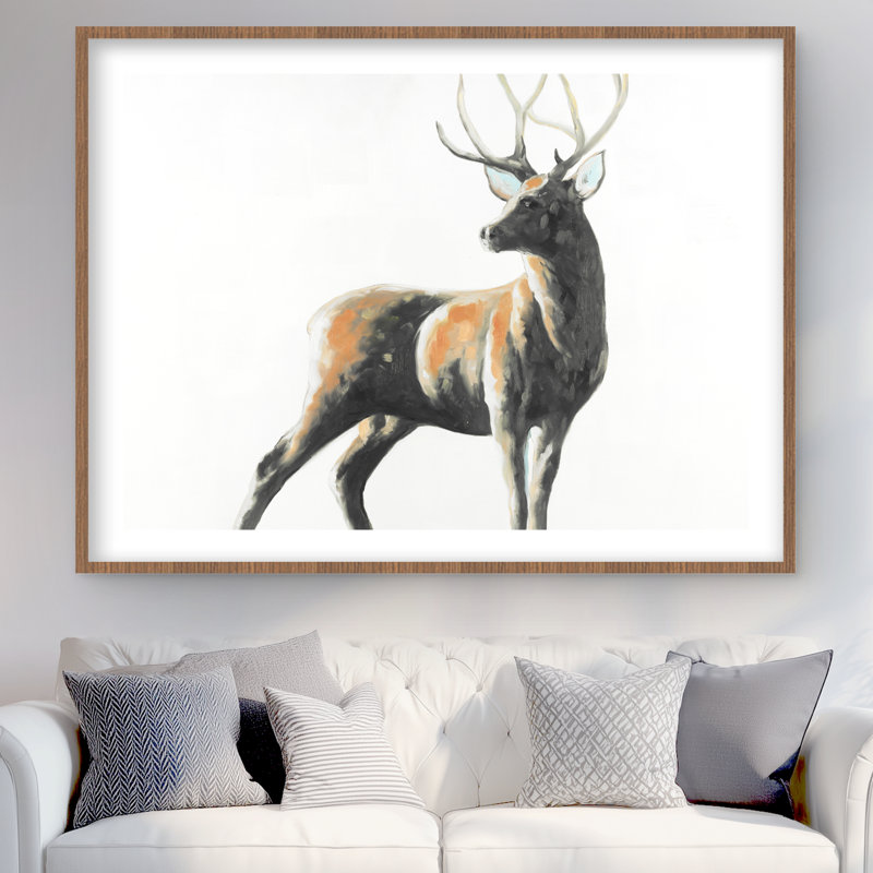 Cerf abstrait | Reproduction matte encadrée pour décoration de maison de vacances