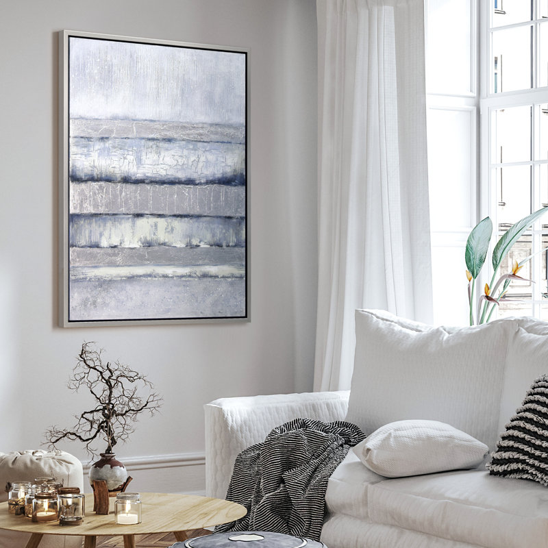 "Winter Steps", art mural en toile peinte à la main avec feuille d'argent par Martin Edwards