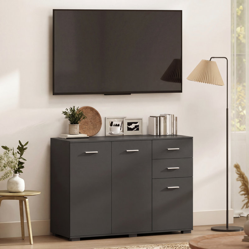 Sideboard, Matte Black/Polished Chrome