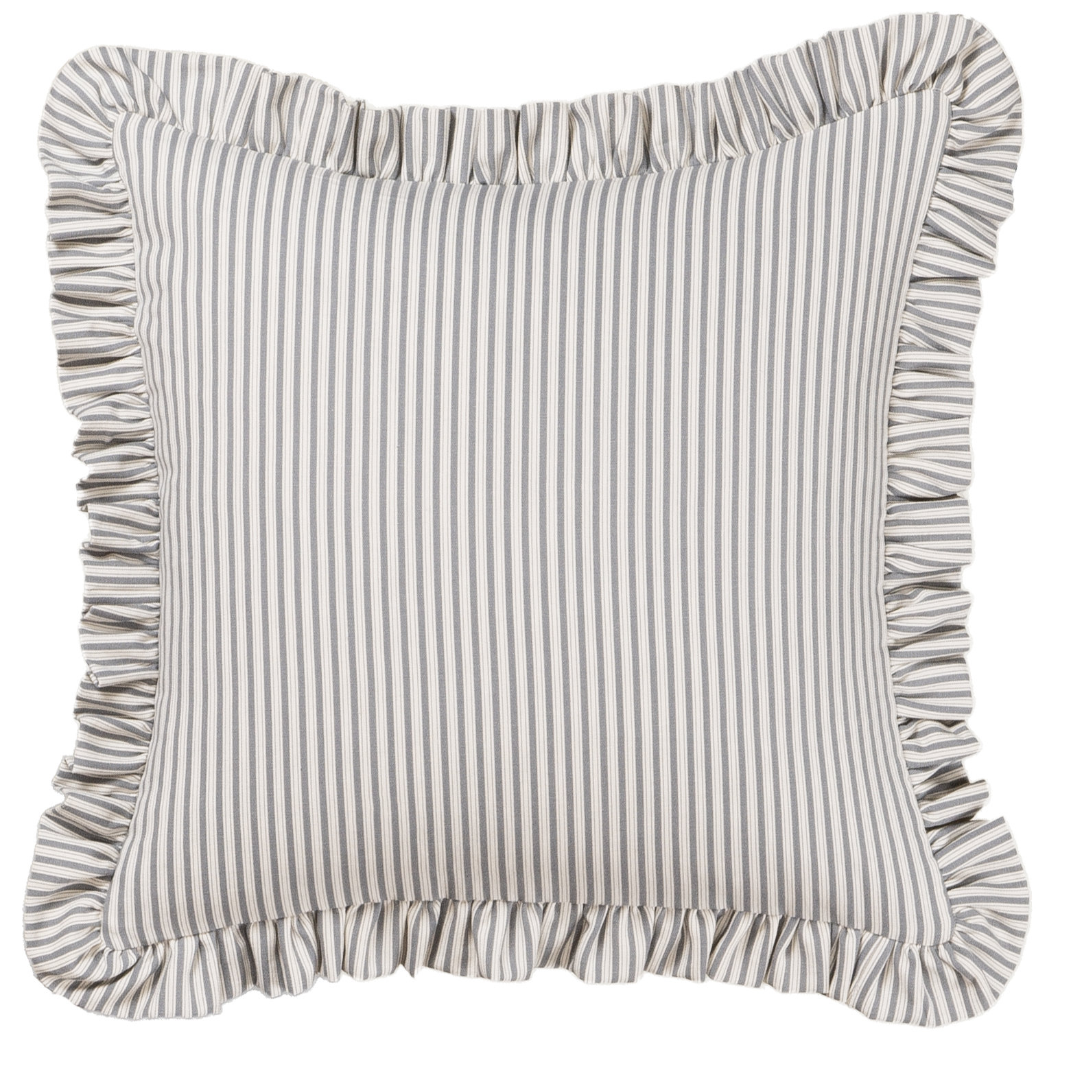 Birch Lane Polo Stripe Ruffled Accent Pillow, Feather, Grey