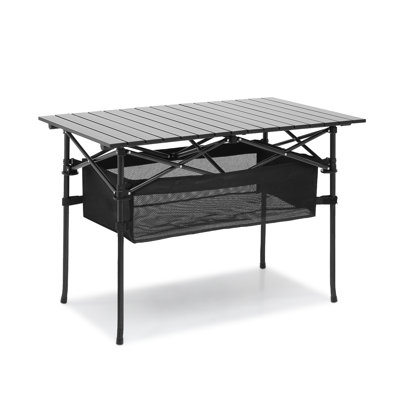 Folding Camping Table Outdoor Portable Table with Storage, Aluminum Roll Up Tabletop & Carrying Bag